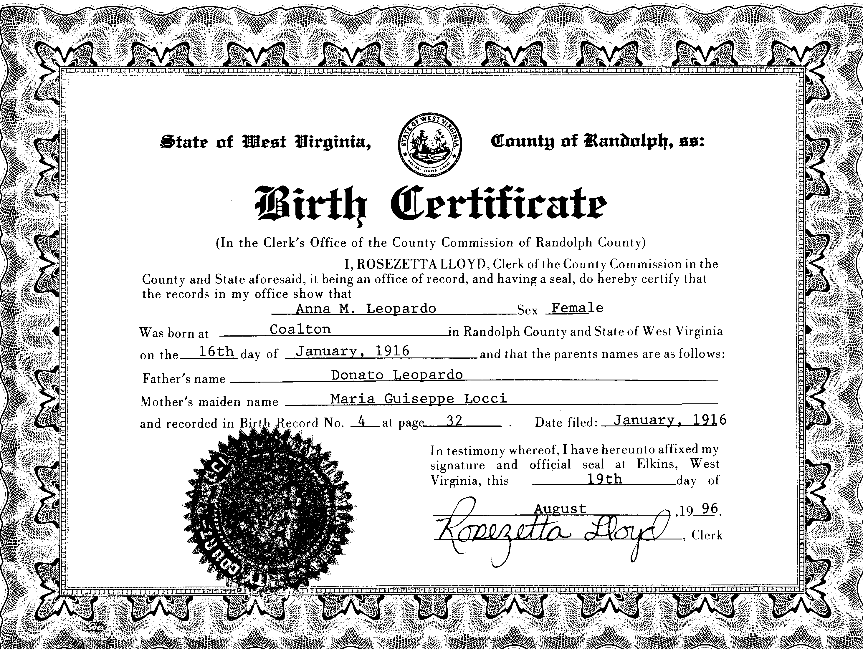 Free Printable Certificate of Birth Sample Template