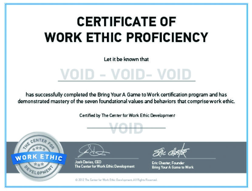 Certificate of Proficiency Sample