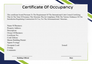 Certificate of Occupancy Sample