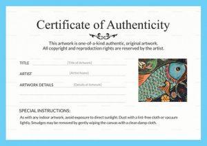 Certificate of Authenticity for Art