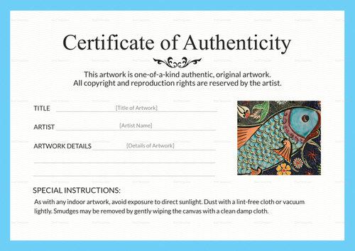 Certificate of Authenticity for Artist