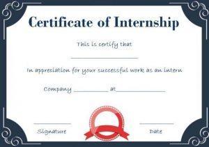 Certificate of Completion of INTERNSHIP