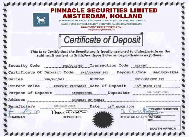 Certificate of Deposit 