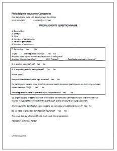 Certificate of Insurance for Events