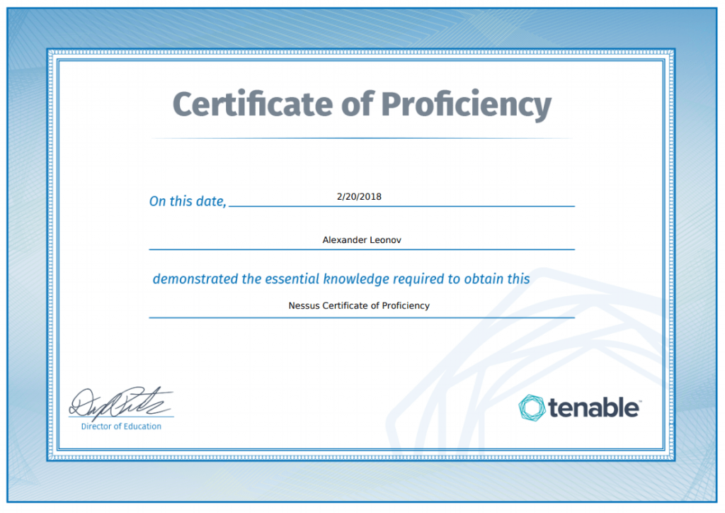  Certificate of Proficiency