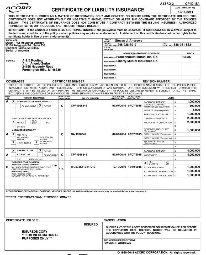 🥰 Free Certificate Of Insurance Template Sample With Examples🥰