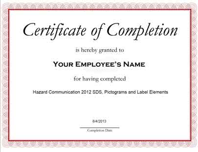 Certificate of completion template word
