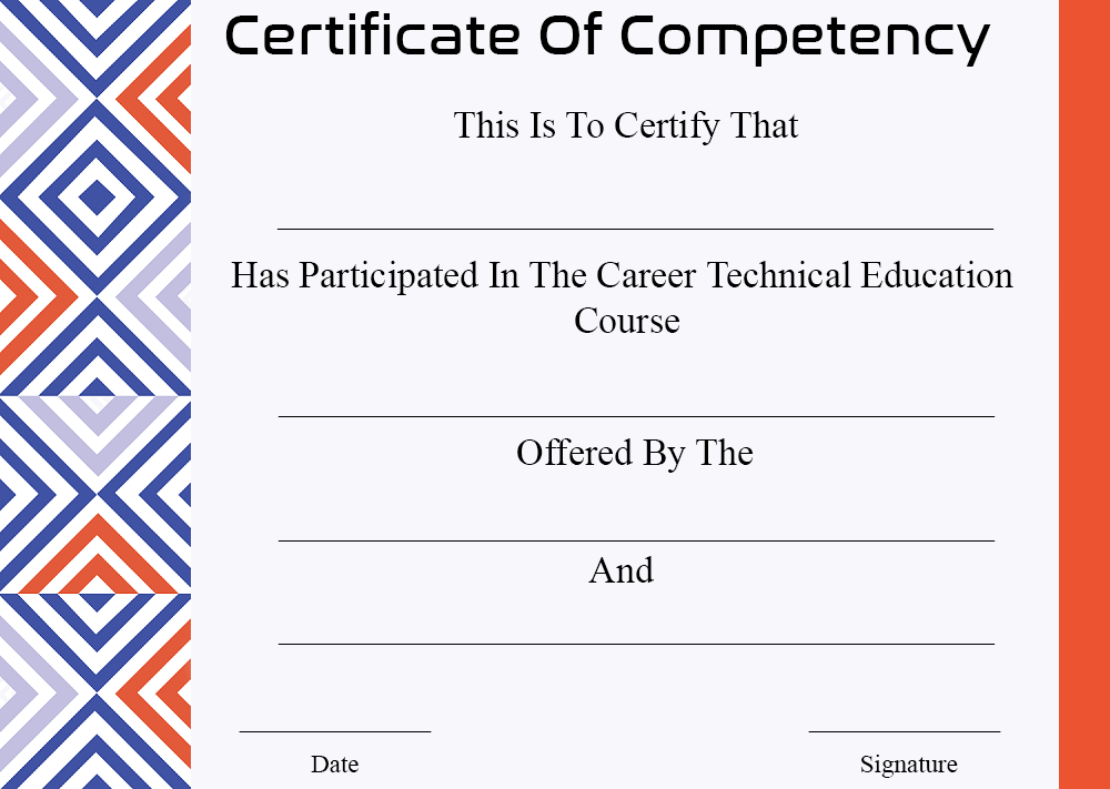 Certificate of Competency Template