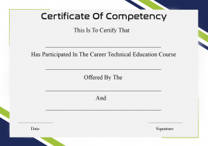 Certificate of Competency Sample