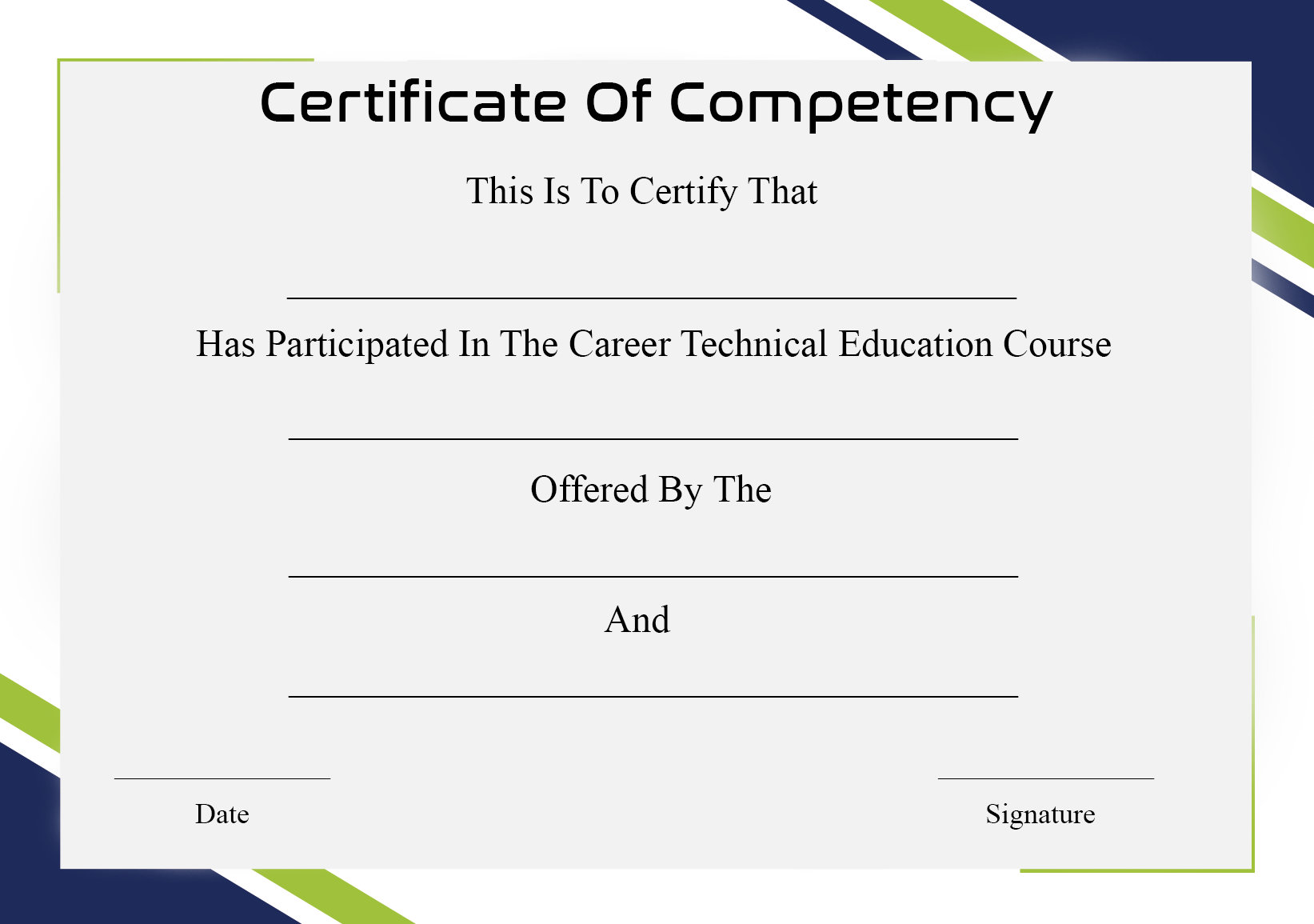Certificate of Competency Sample