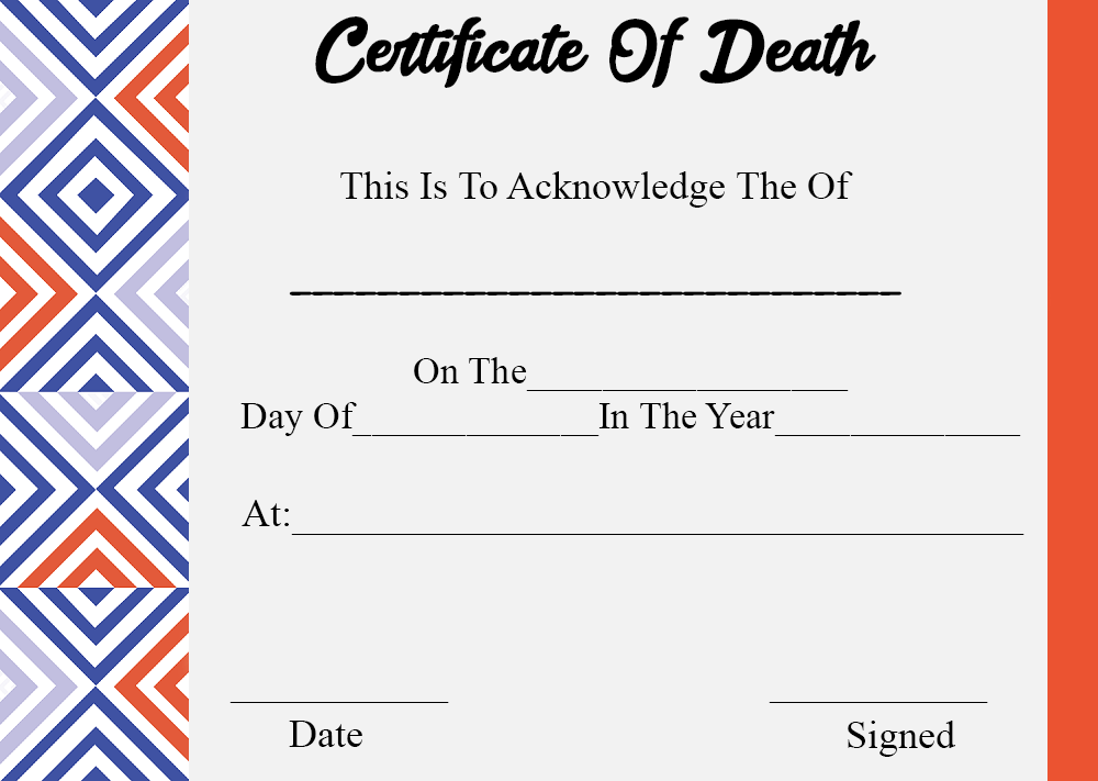 Certificate of Death Templates