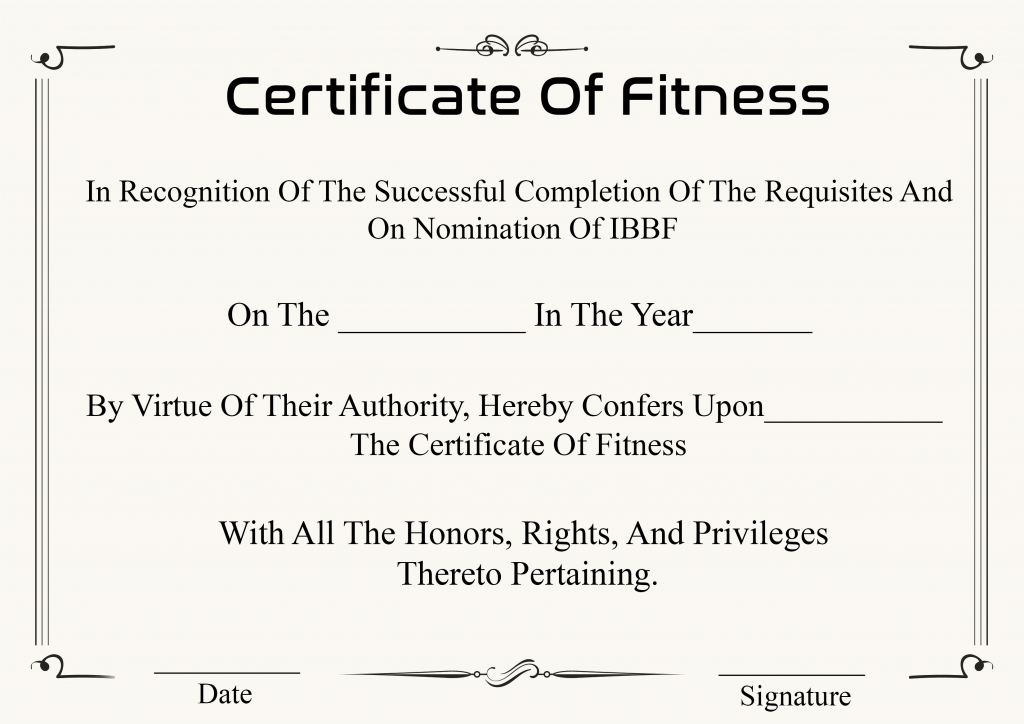 Free Sample Certificate Of Fitness Templates free-sample-certificate-of-fitness-templates