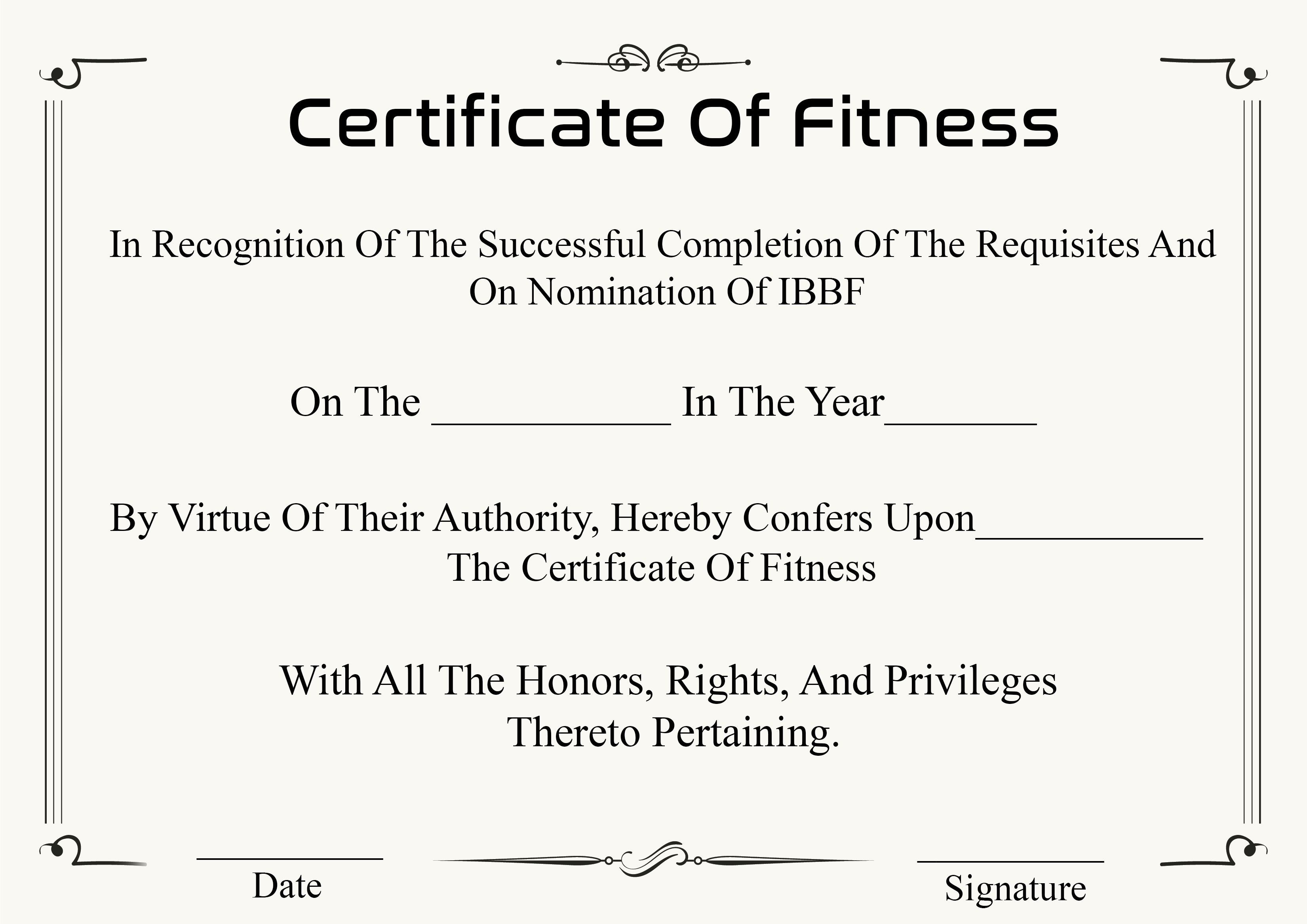 Certificate of Fitness Templates