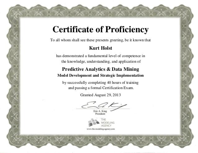 Certificate of Proficiency
