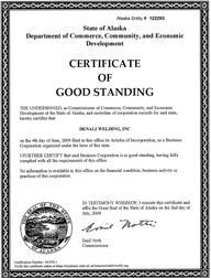 What is a Certificate of Good standing?