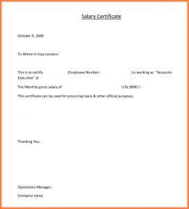 Certificate of Employment Sample with Salary