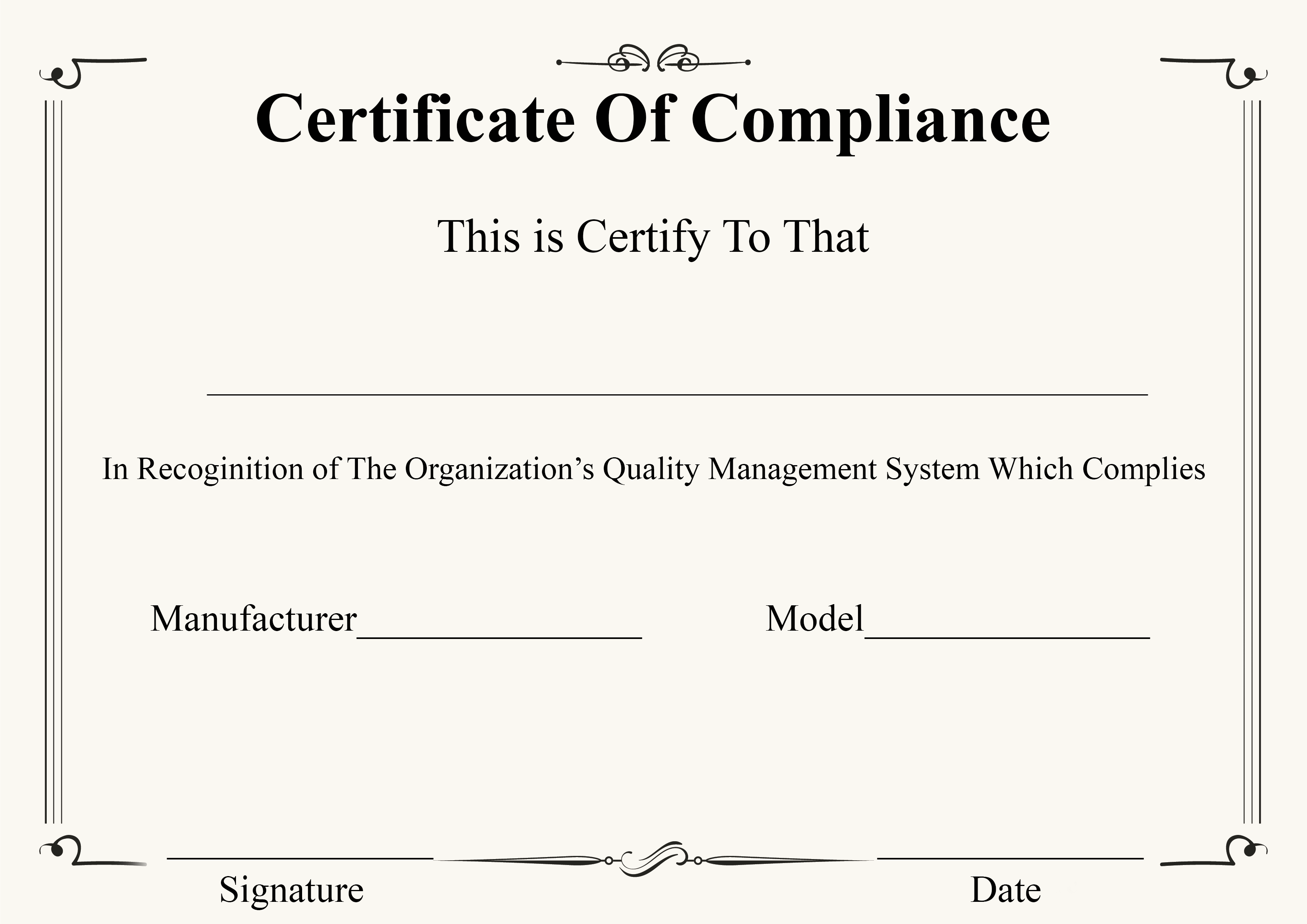 ❤ Free Certificate of Compliance Templates❤ For Certificate Of Conformity Template Free