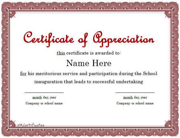 Free Printable Certificate of Appreciation Template Word
