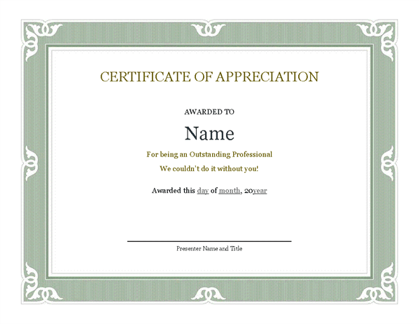 Certificate of Appreciation for Parents
