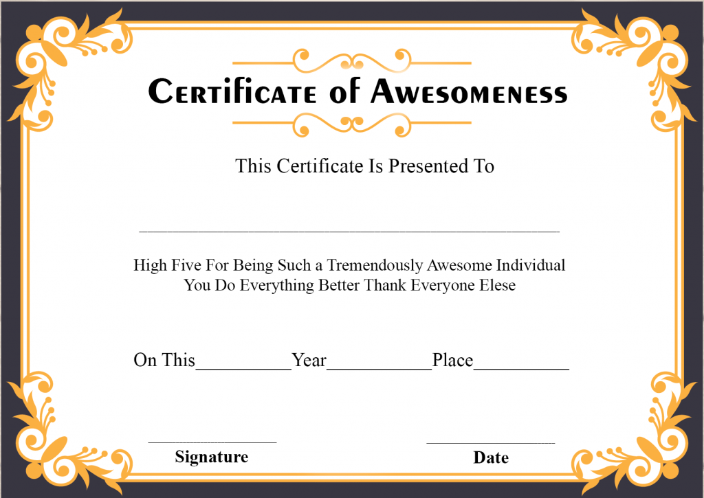 Free Printable Certificate Of Awesomeness Templates Free Printable Certificate Of Awesomeness Templates