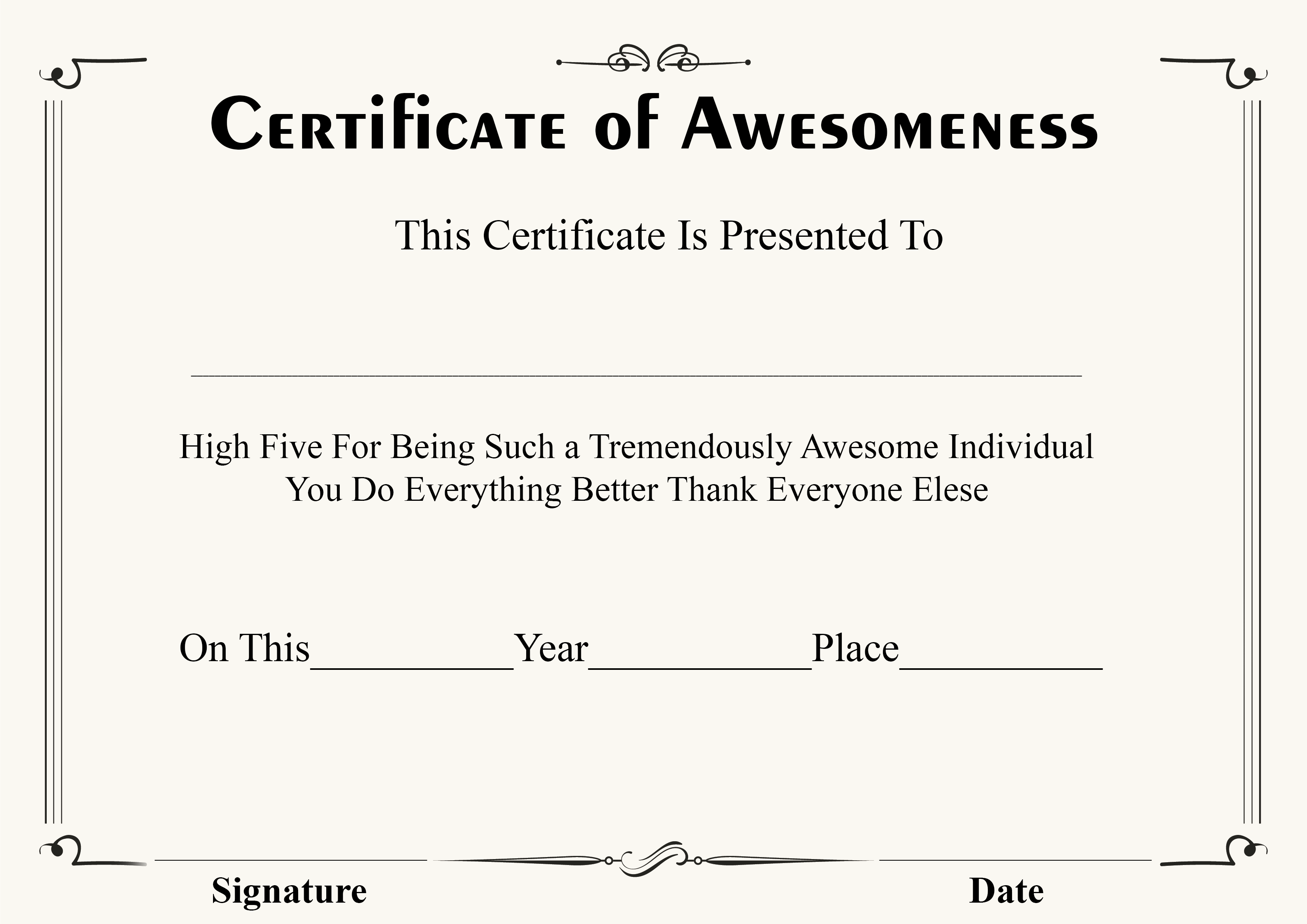 Certificate of Awesomeness