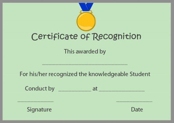 Certificate of Recognition For Students
