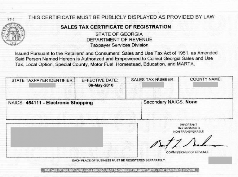 Certificate of resale certificate of