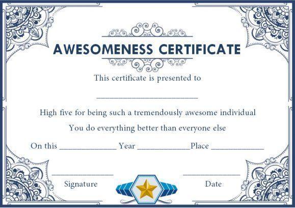  Free Printable Certificate Of Awesomeness Templates 
