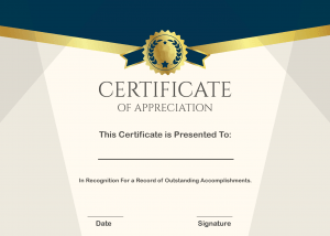 Certificate of Appreciation Wording Example