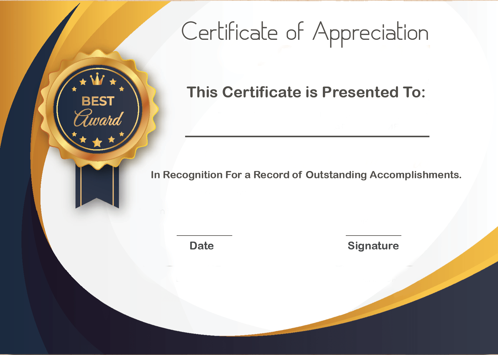 ❤ Sample Certificate of Appreciation Form Template❤ In Certificate Of Appreciation Template Doc