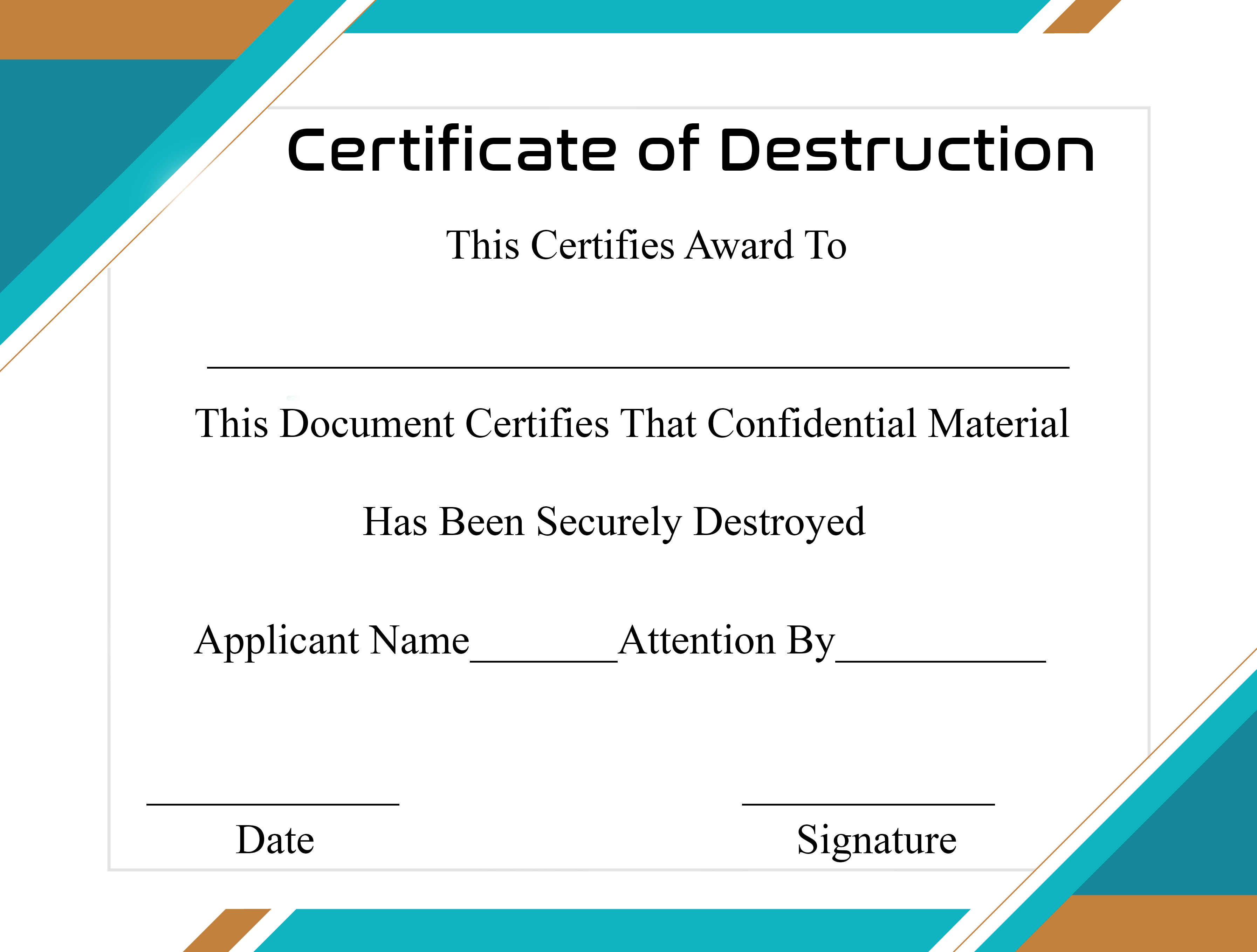 Certificate of Data Destruction