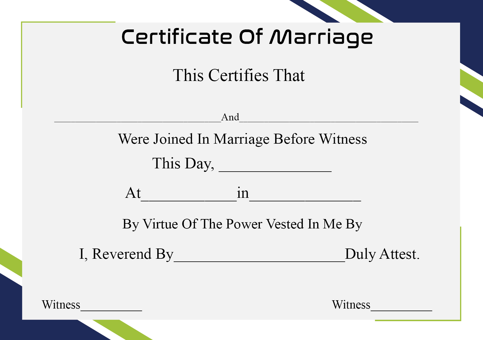 Certificate of Marriage