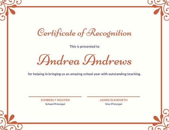 certificate of recognition