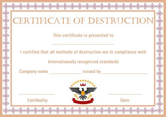 What is Certificate of Destruction