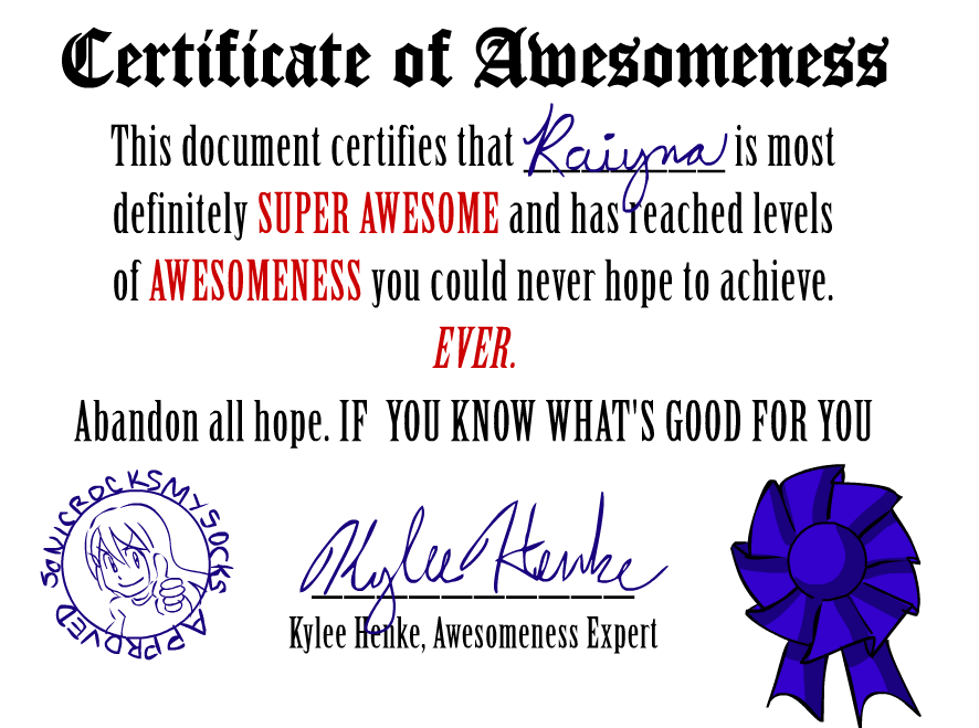 What is Certificate of Awesomeness