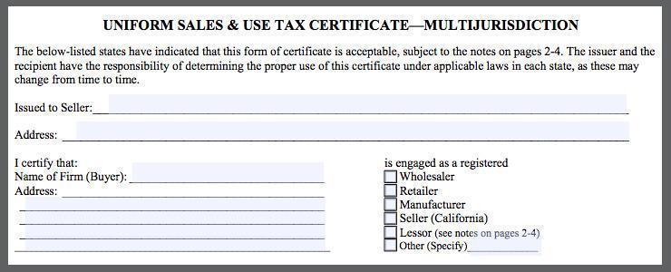 What is Certificate of Resale