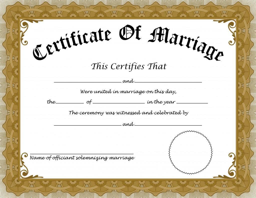 certificate of marriage