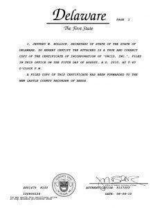 Certificate of Incumbency Delaware