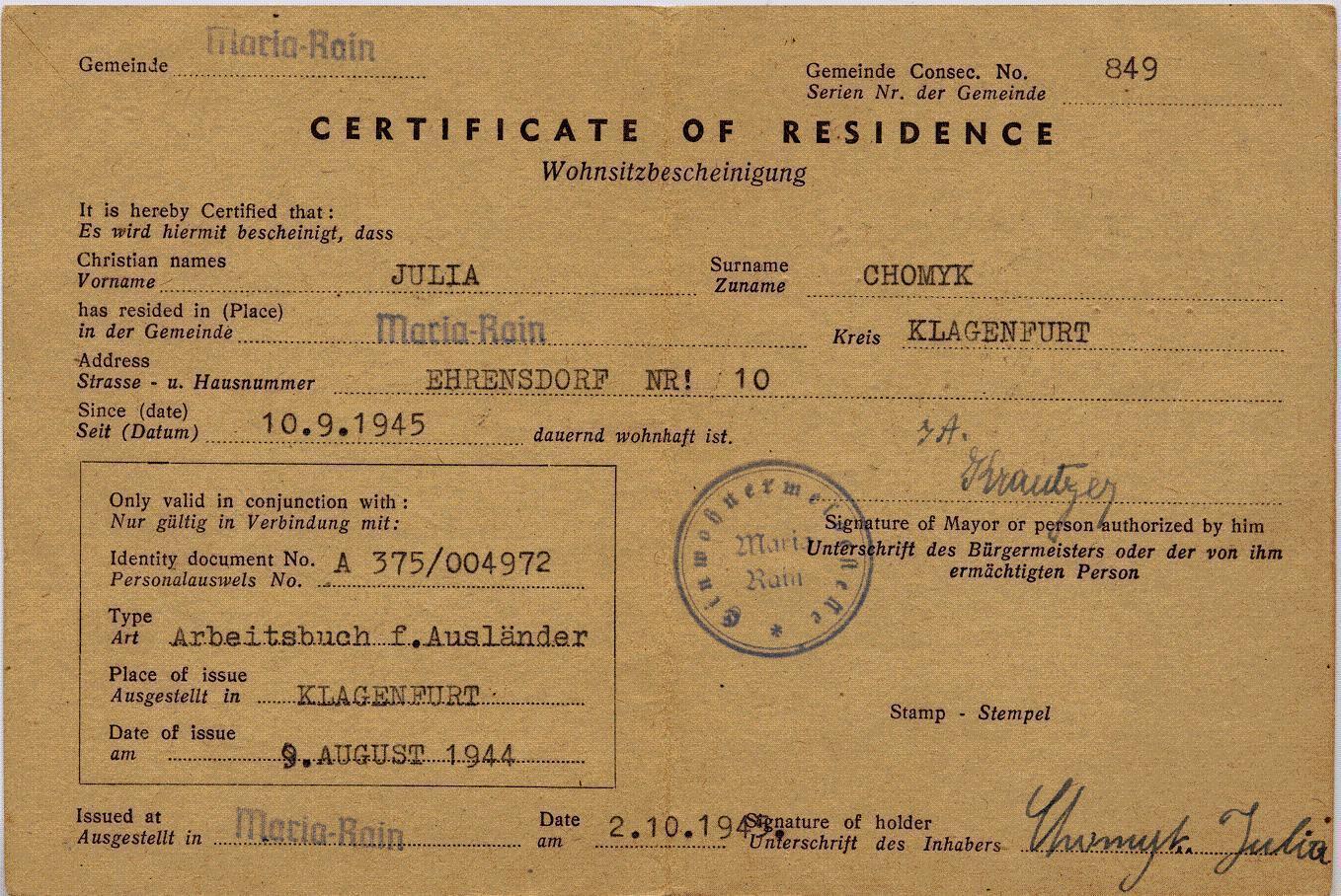 What Is Certificate Of Residence Certificate Of