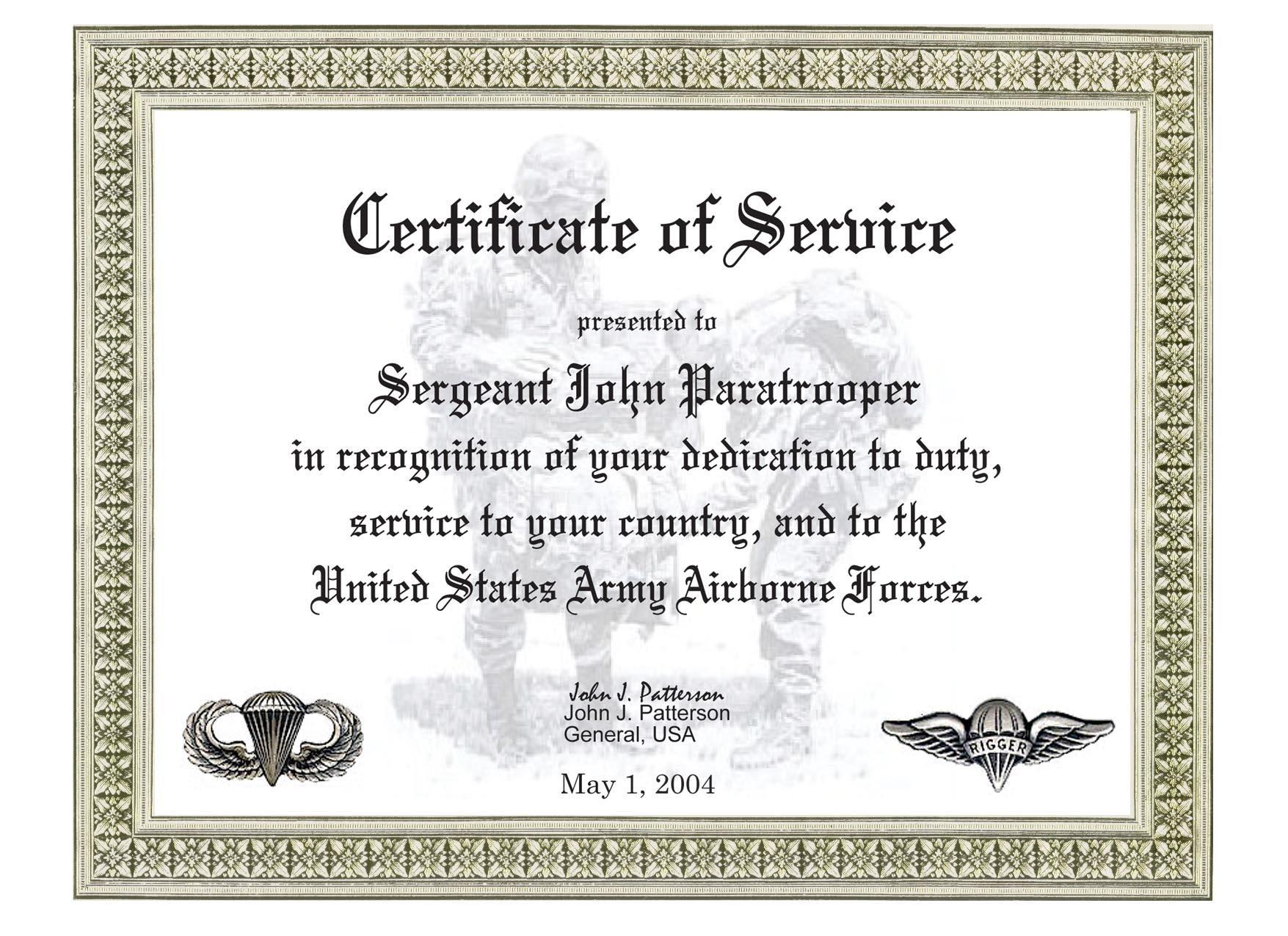 ❤️Free Certificate of Service Sample Template❤️ Throughout Certificate Of Service Template Free