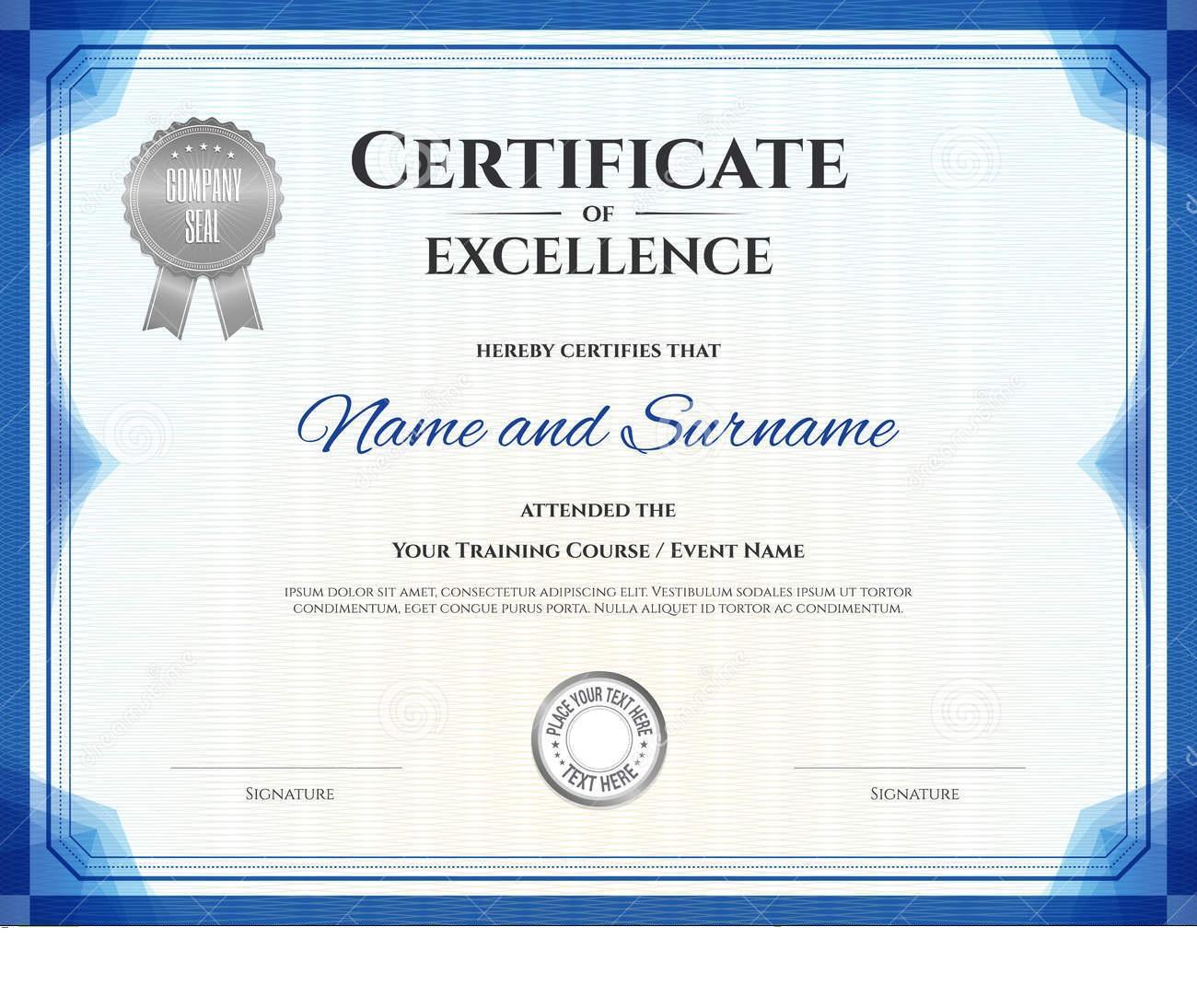 ️ Free Sample Certificate Of Excellence Templates ️