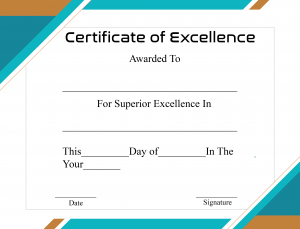 Certificate of Excellence Format