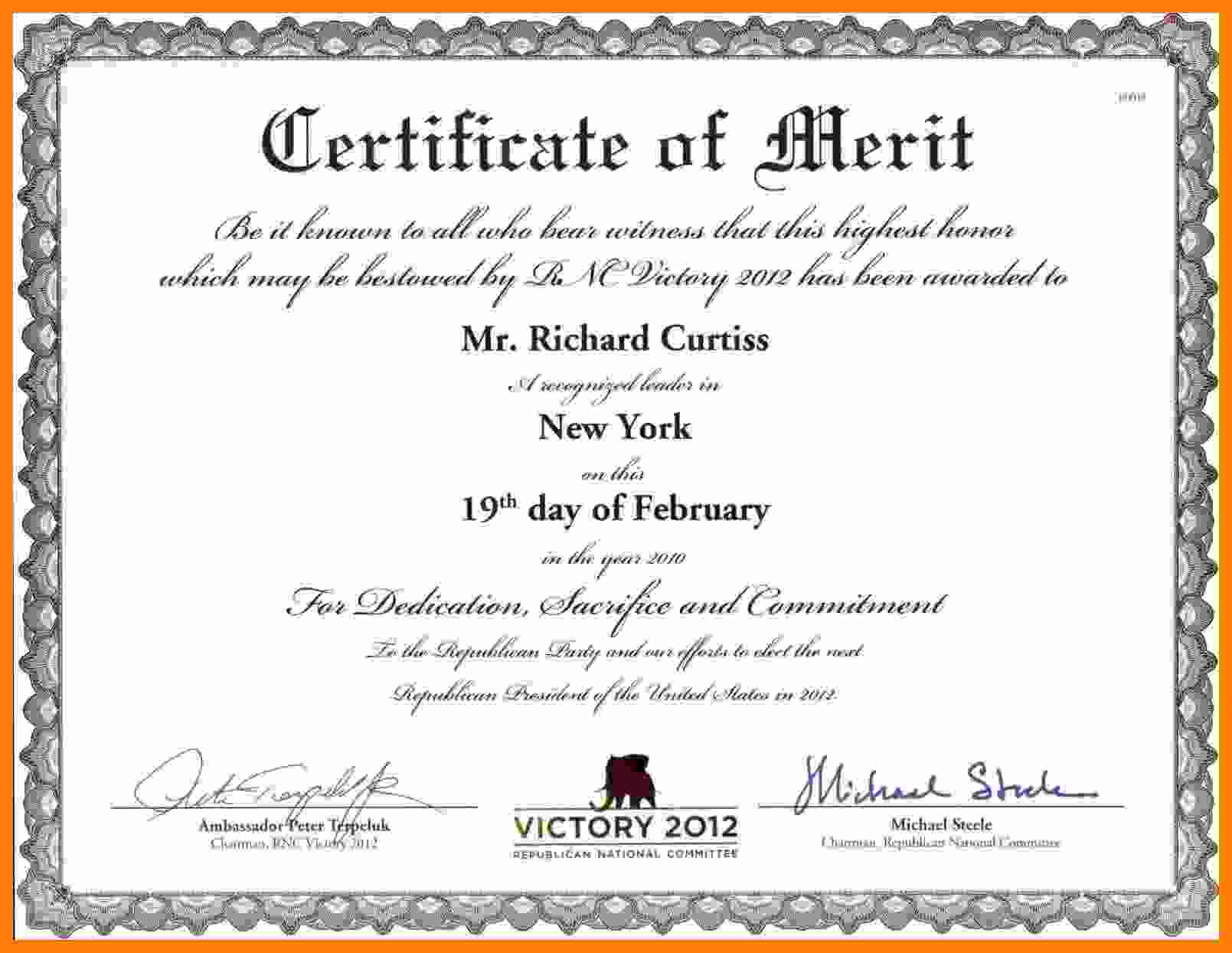 Certificate of Merit