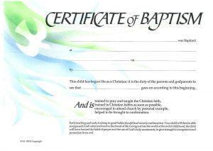 Water Baptism Certificate