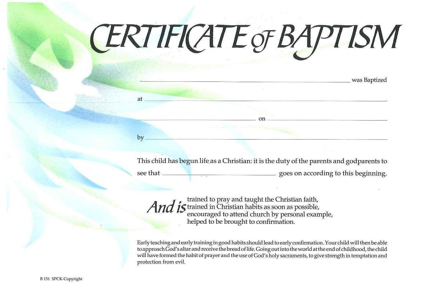 ❤Free Sample Certificate Of Baptism form Template❤ Regarding Roman Catholic Baptism Certificate Template