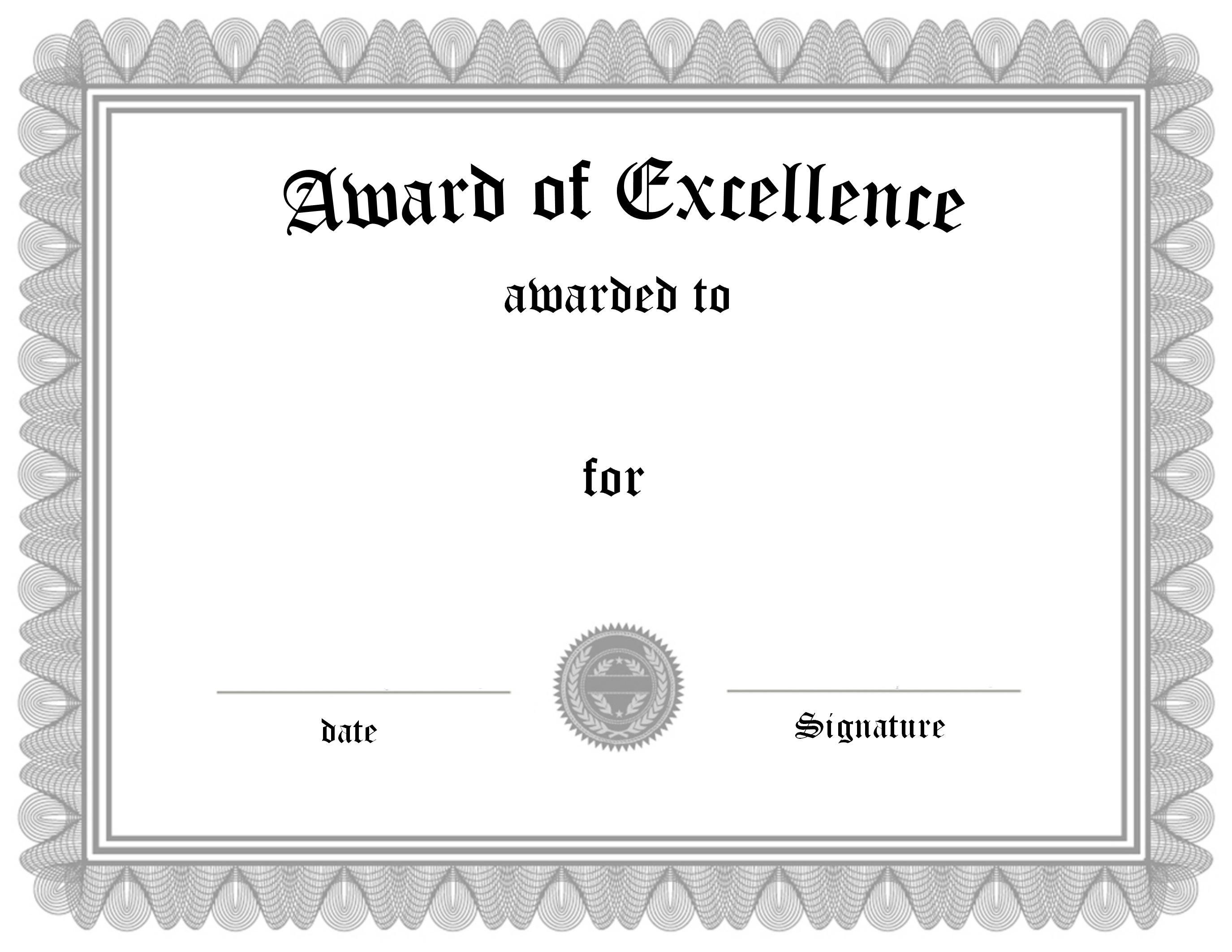 Certificate of Excellence