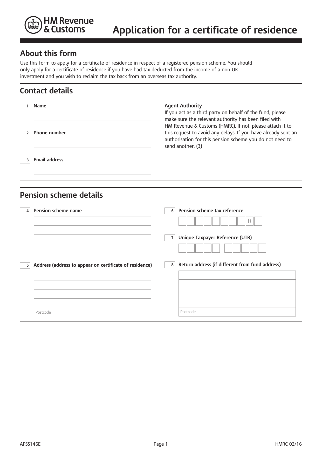 Certificate of Residence Form