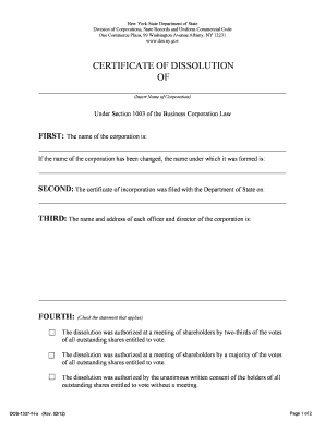 Certificate of Dissolution of Marriage NY