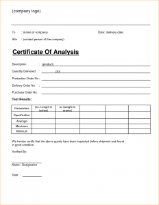 Certificate of Analysis Template 
