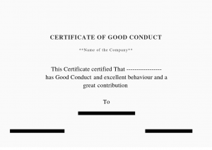 Certificate of Good Conduct